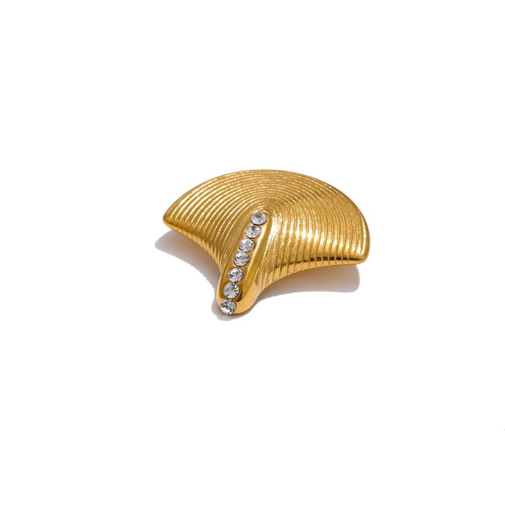 Timeless Zircon Modern Statement Brooch - Ecru