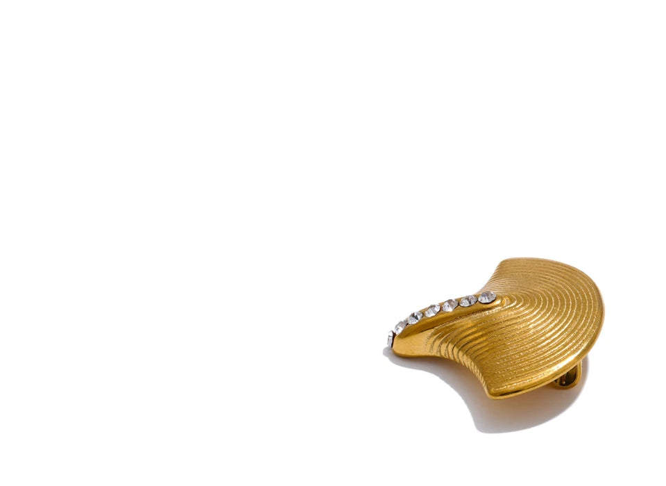 Timeless Zircon Modern Statement Brooch - Ecru