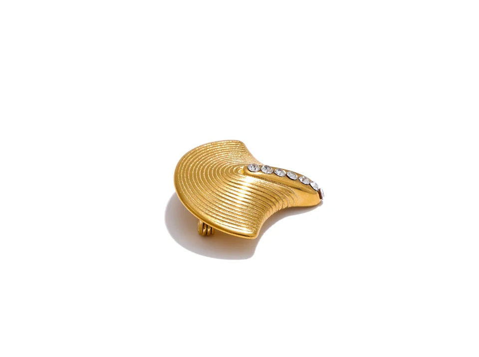 Timeless Zircon Modern Statement Brooch - Ecru