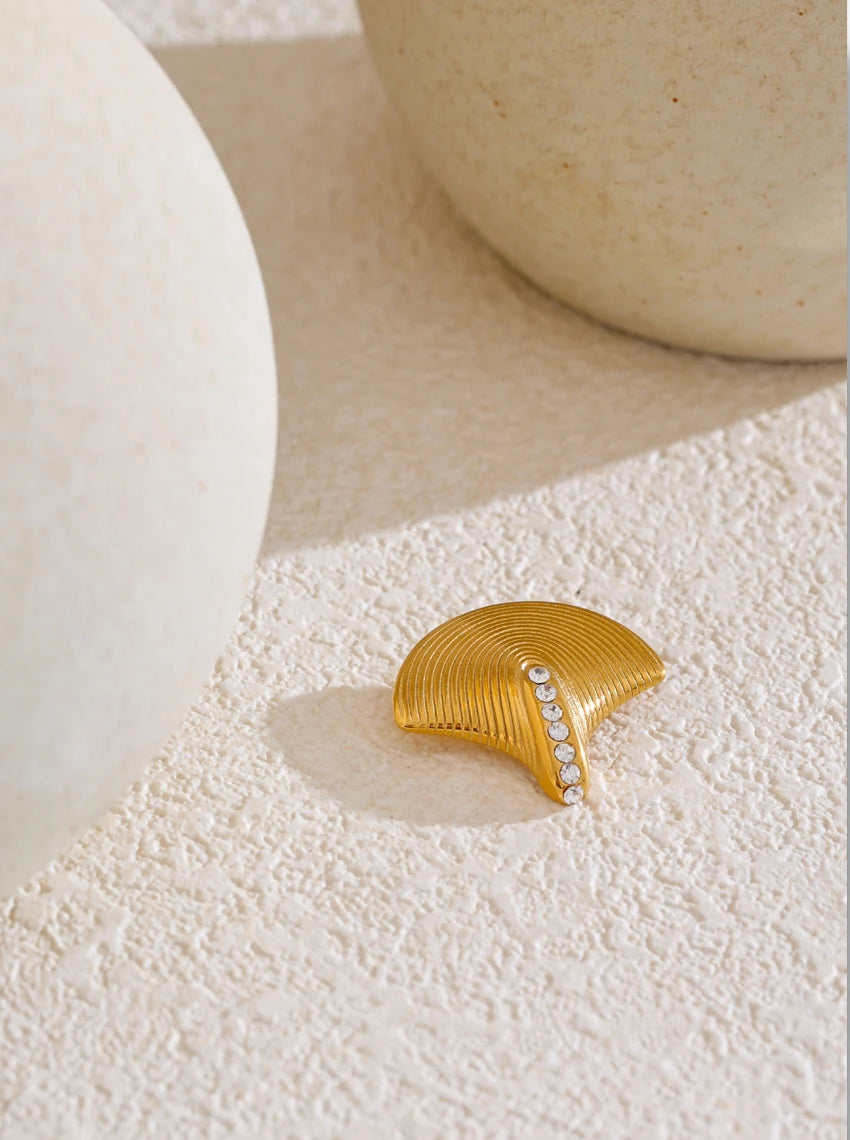 Timeless Zircon Modern Statement Brooch - Ecru