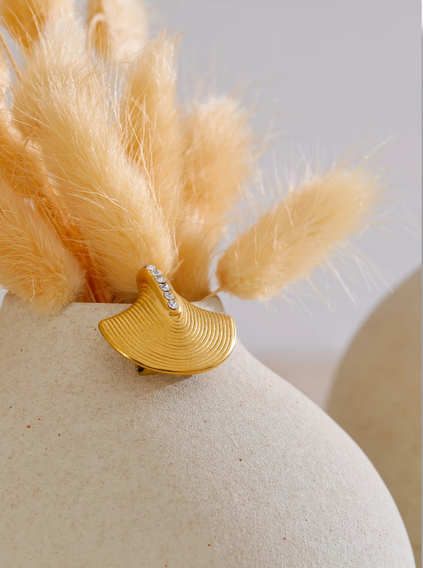 Timeless Zircon Modern Statement Brooch - Ecru