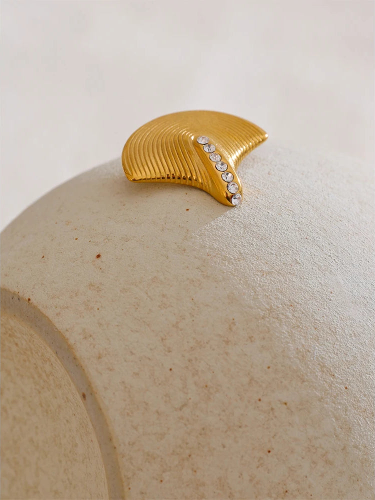 Timeless Zircon Modern Statement Brooch - Ecru