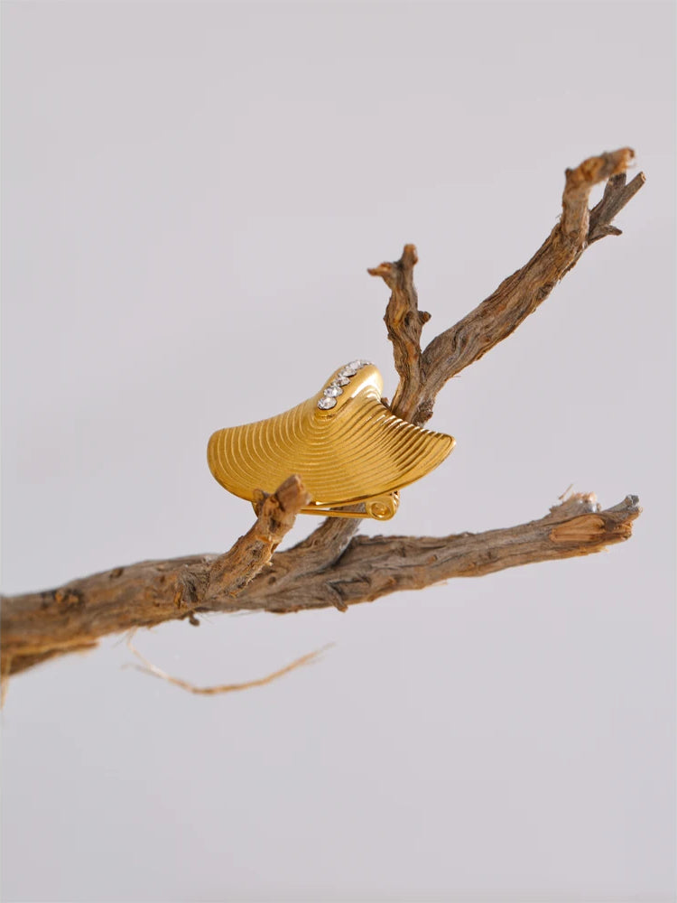 Timeless Zircon Modern Statement Brooch - Ecru