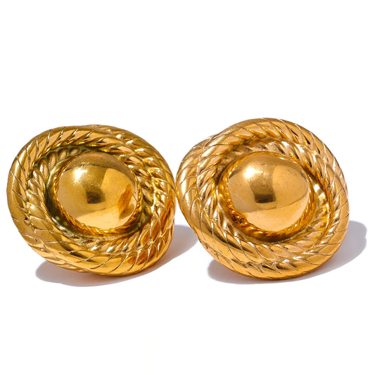 Trendy Round Versatile Stud Earrings - Ecru