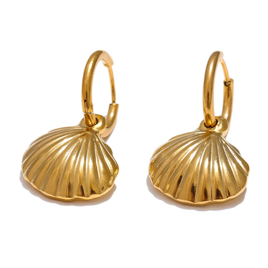 Trendy Shell Refined Jewelry Set, Earrings - Ecru
