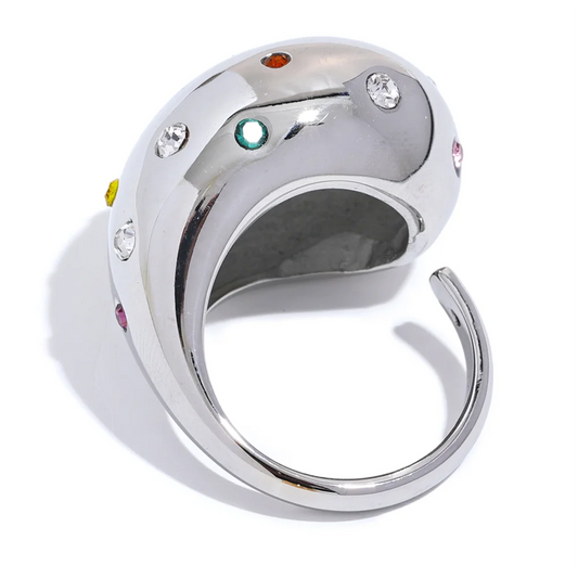 Trendy Shiny Cubic Zirconia Ring - Ecru