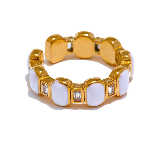 Trendy Zircon Modern Statement Ring - Ecru