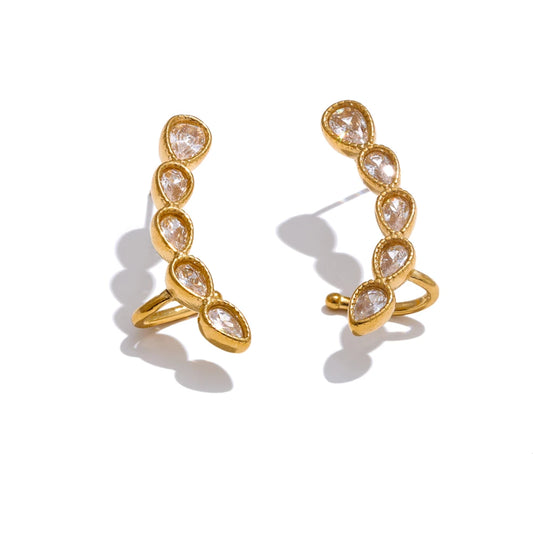 Trendy Zircon Modern Stud Earrings - Ecru