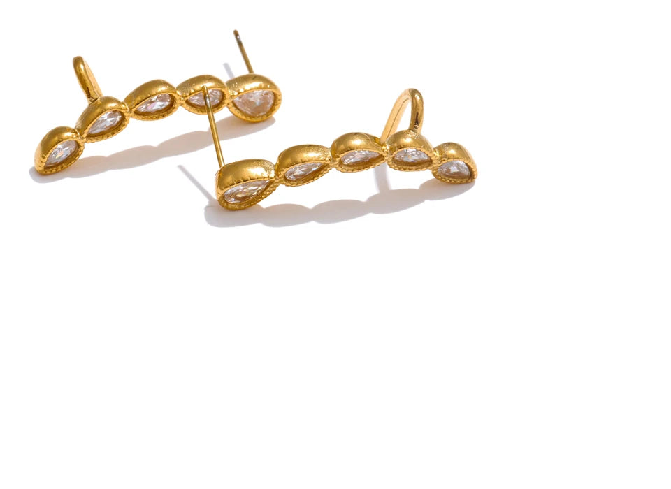 Trendy Zircon Modern Stud Earrings - Ecru