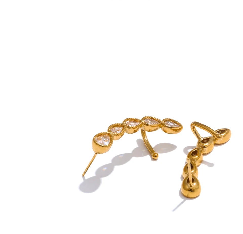 Trendy Zircon Modern Stud Earrings - Ecru