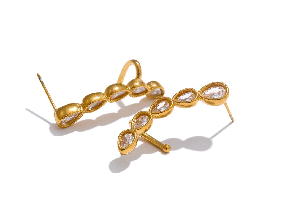 Trendy Zircon Modern Stud Earrings - Ecru