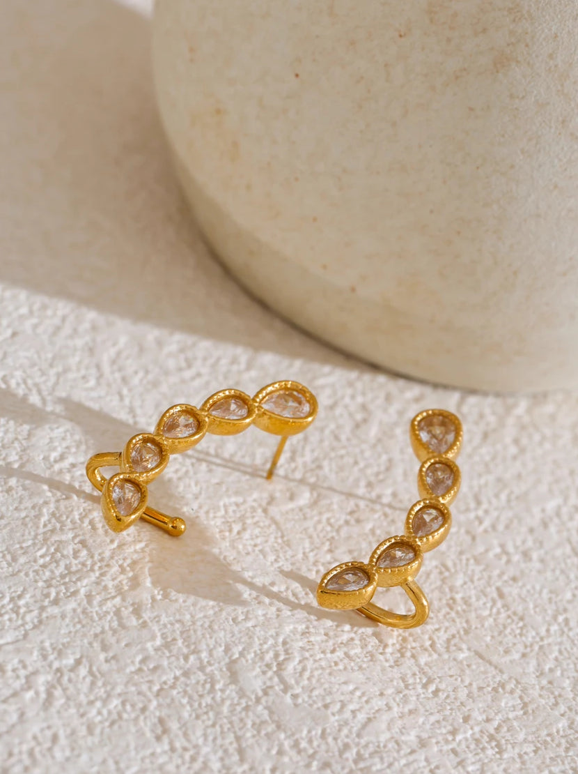 Trendy Zircon Modern Stud Earrings - Ecru