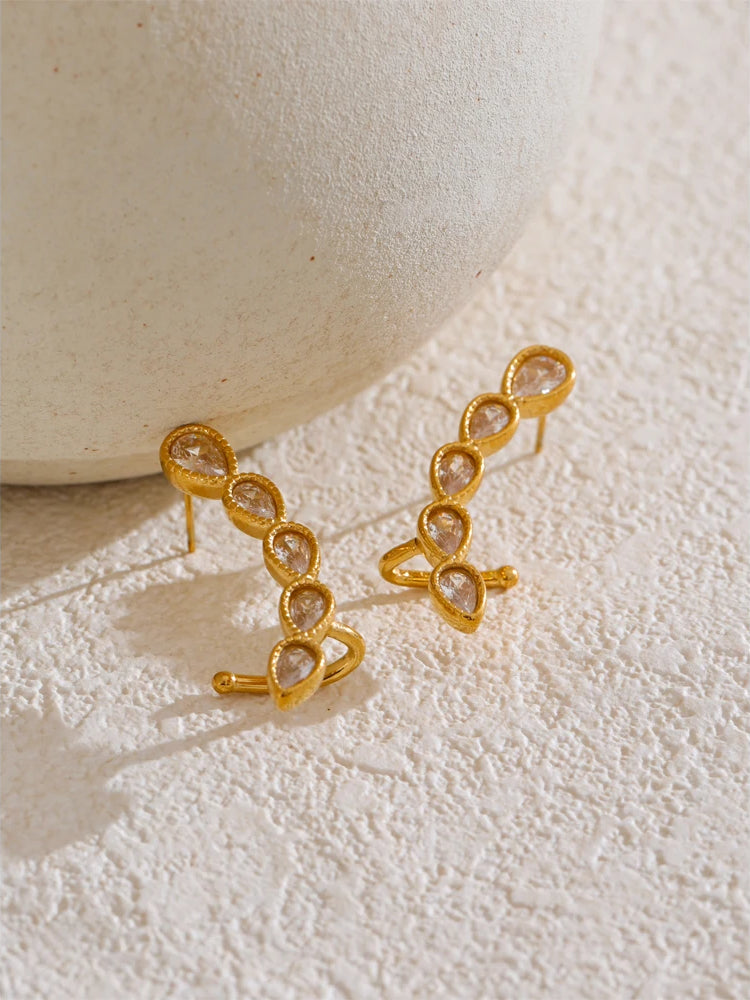 Trendy Zircon Modern Stud Earrings - Ecru