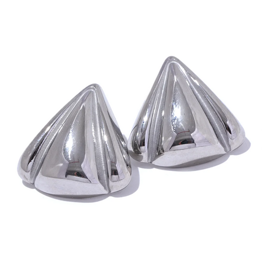 Triangle Versatile Daily Stud Earrings - Ecru