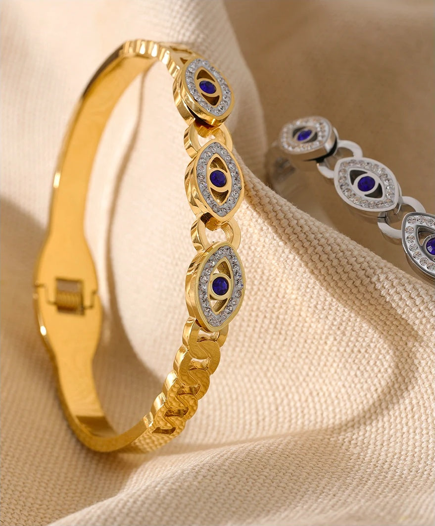 Turkish Evil Eye Statement Bracelet - Ecru