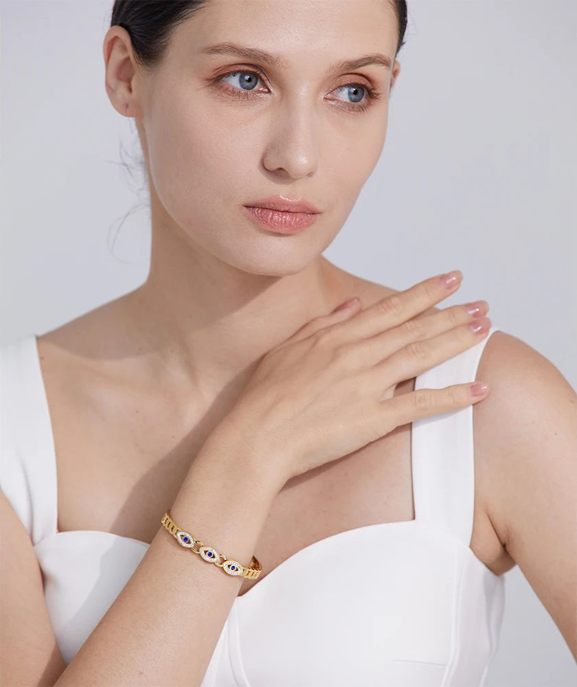 Turkish Evil Eye Statement Bracelet - Ecru