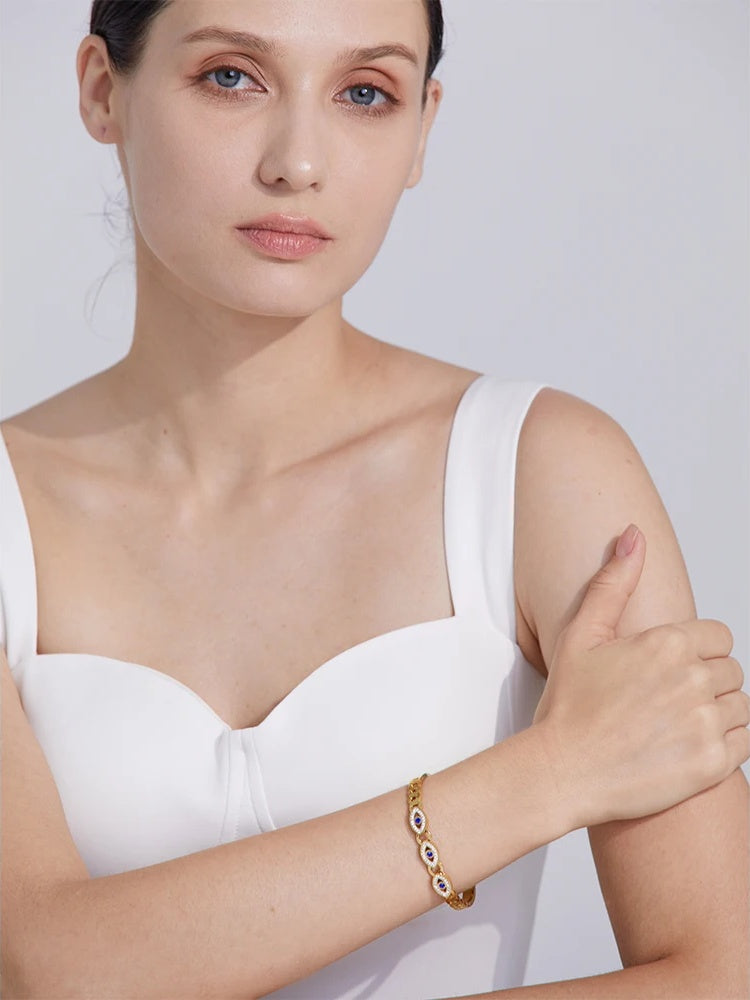 Turkish Evil Eye Statement Bracelet - Ecru