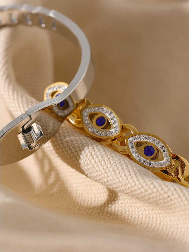 Turkish Evil Eye Statement Bracelet - Ecru