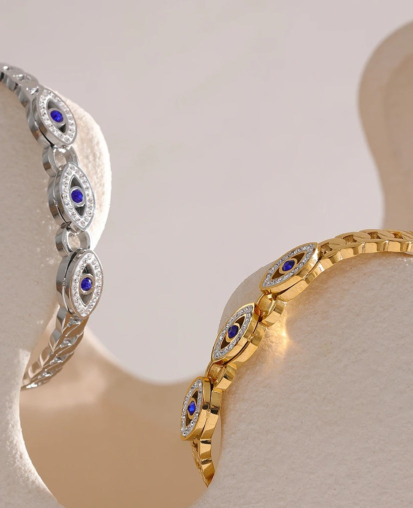 Turkish Evil Eye Statement Bracelet - Ecru