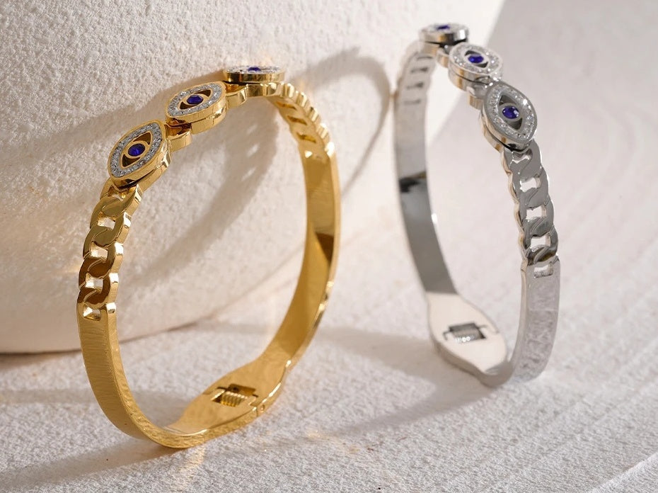 Turkish Evil Eye Statement Bracelet - Ecru