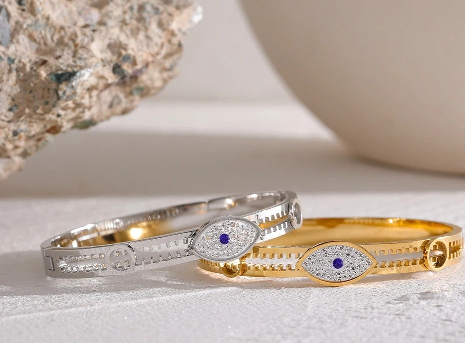 Turkish Evil Eye Statement Bracelet - Ecru