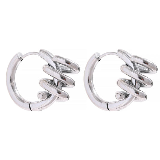 Twisted Fashion Geometric Hoop Earrings - Ecru