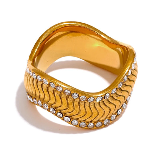 Twisted Geometric Elegant Delicate Ring - Ecru