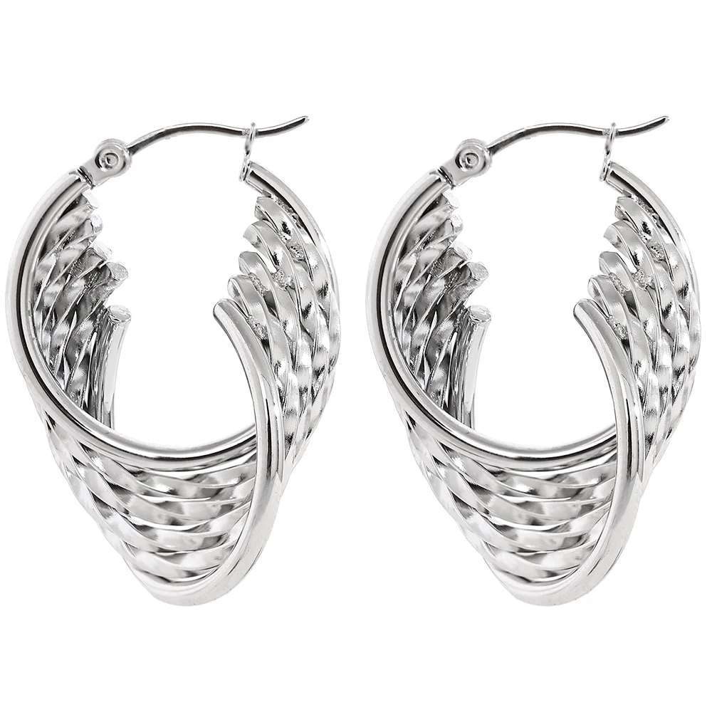 Twisted Hollow Fashion Statement Earrings - Ecru