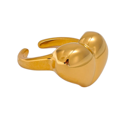 Unique Heart Chunky Statement Ring - Ecru