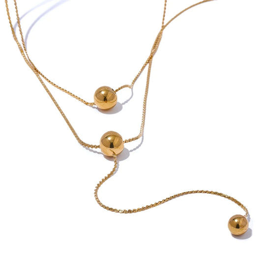 Unique Minimalist Layered Pendant Necklace - Ecru