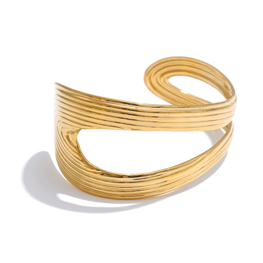 Unique Textured Modern Cuff Bracelet - Ecru