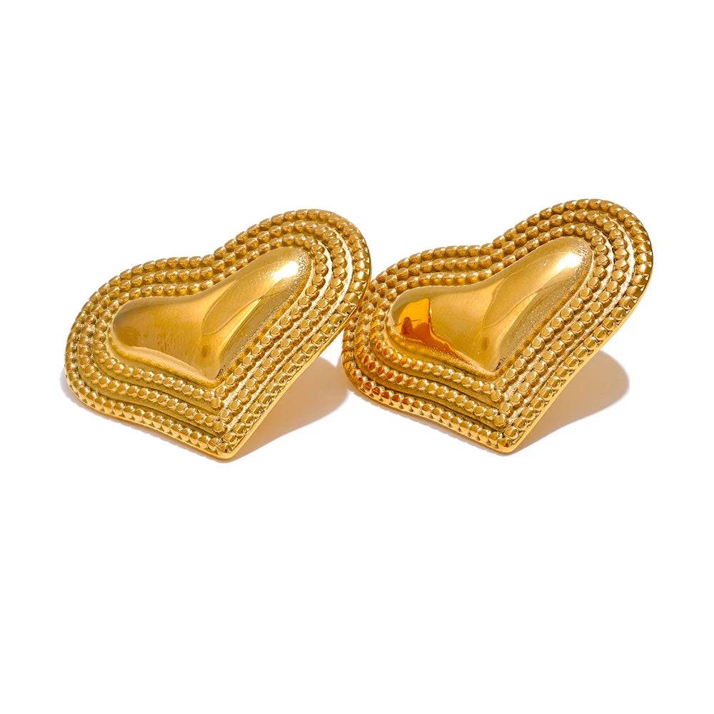 Versatile Heart Textured Stud Earrings