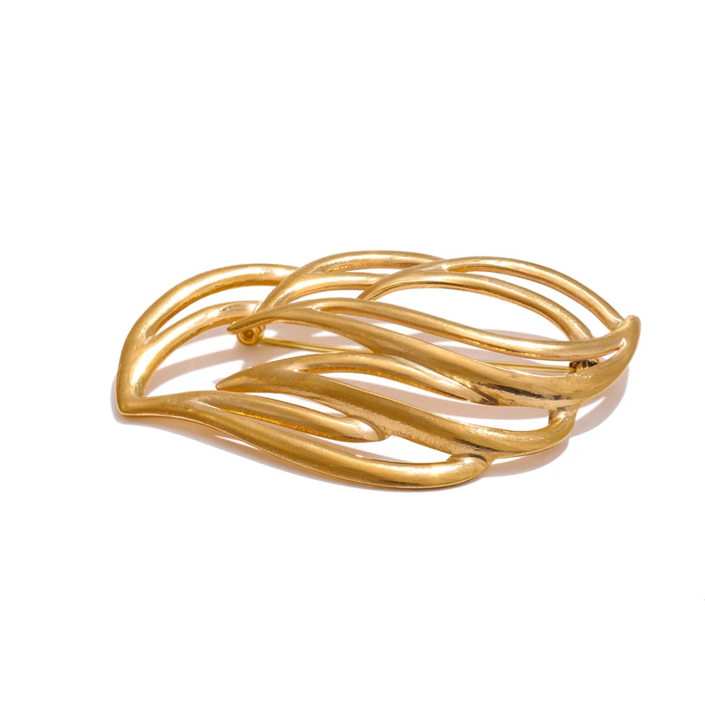 Versatile Modern Chunky Statement Brooch - Ecru