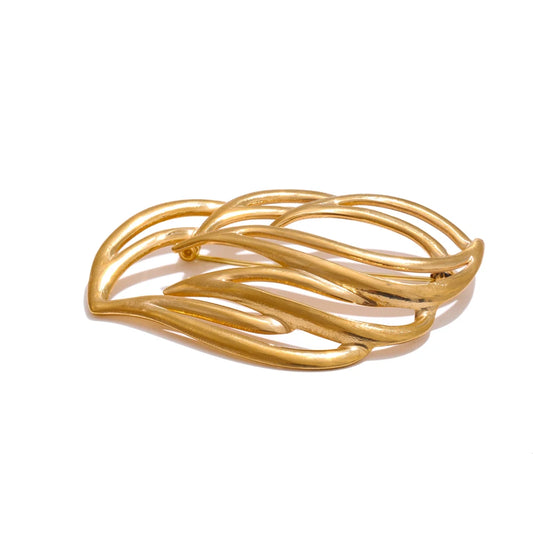 Versatile Modern Chunky Statement Brooch - Ecru