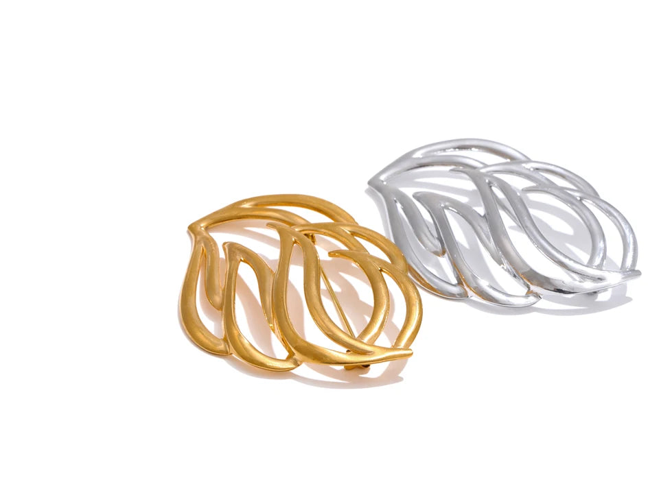 Versatile Modern Chunky Statement Brooch - Ecru