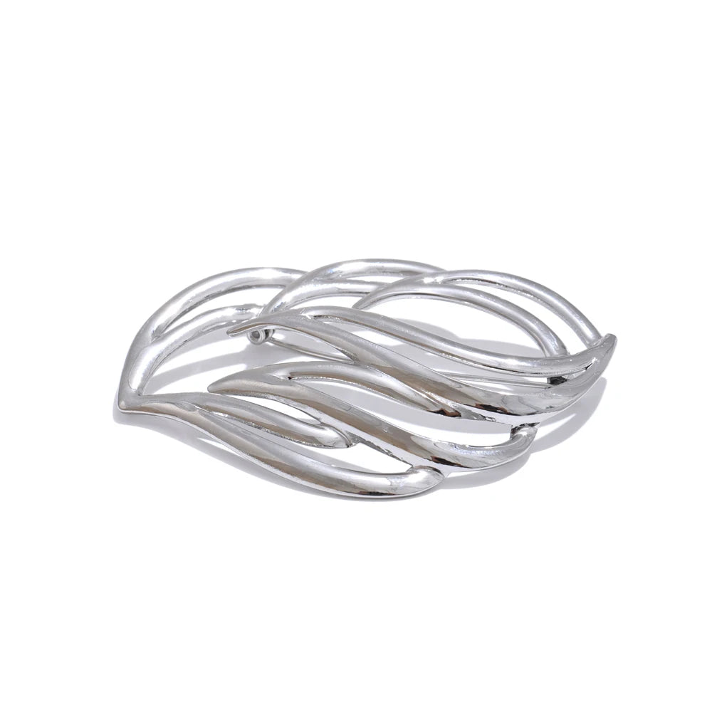 Versatile Modern Chunky Statement Brooch - Ecru