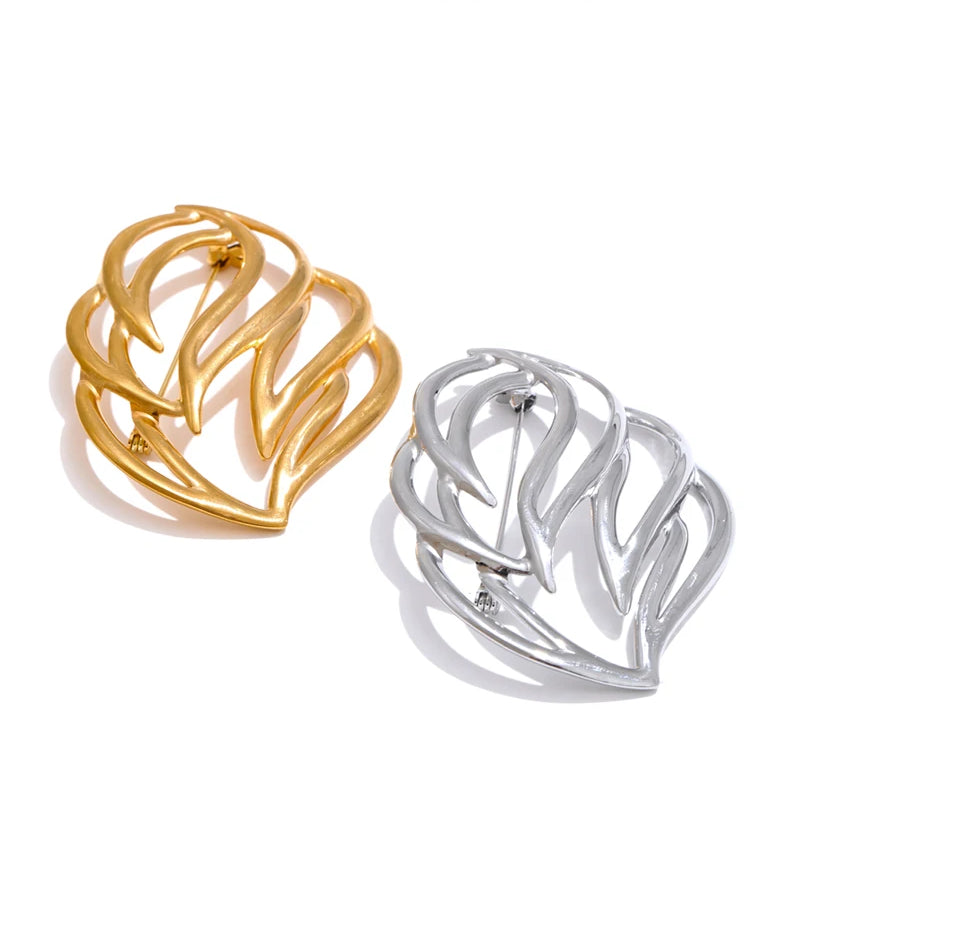 Versatile Modern Chunky Statement Brooch - Ecru