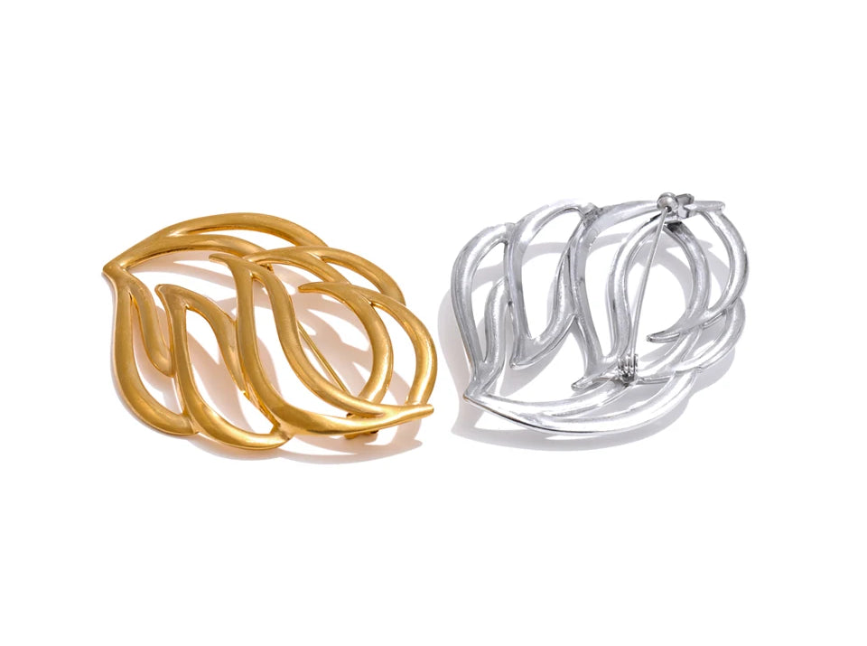Versatile Modern Chunky Statement Brooch - Ecru