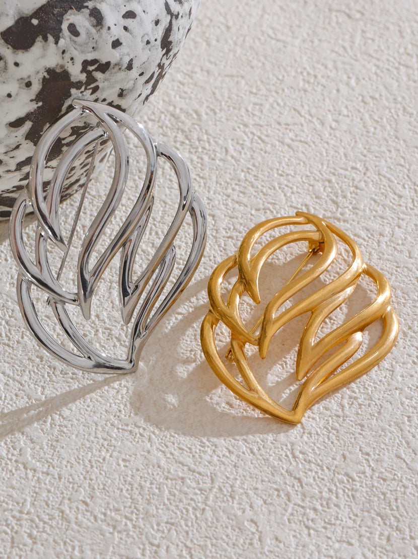 Versatile Modern Chunky Statement Brooch - Ecru
