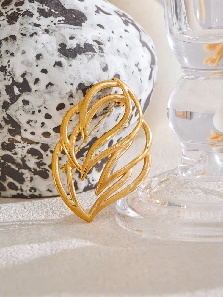 Versatile Modern Chunky Statement Brooch - Ecru