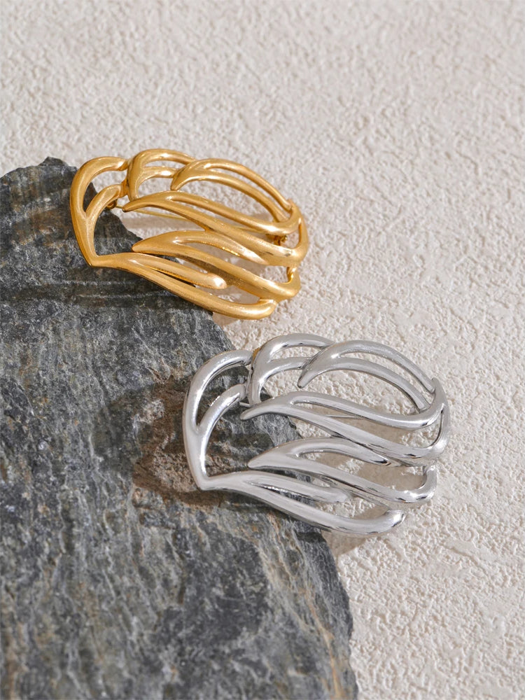 Versatile Modern Chunky Statement Brooch - Ecru