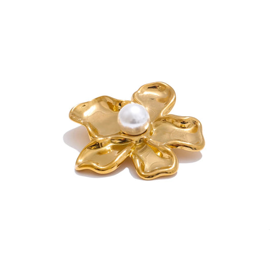 Versatile Pearl Flower Statement Brooch - Ecru