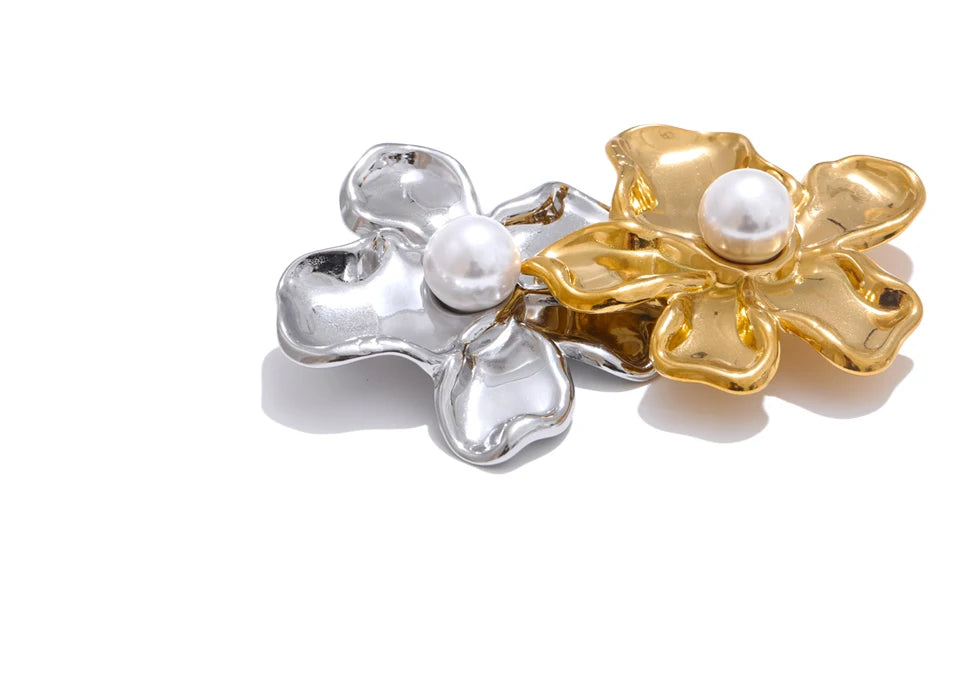 Versatile Pearl Flower Statement Brooch - Ecru