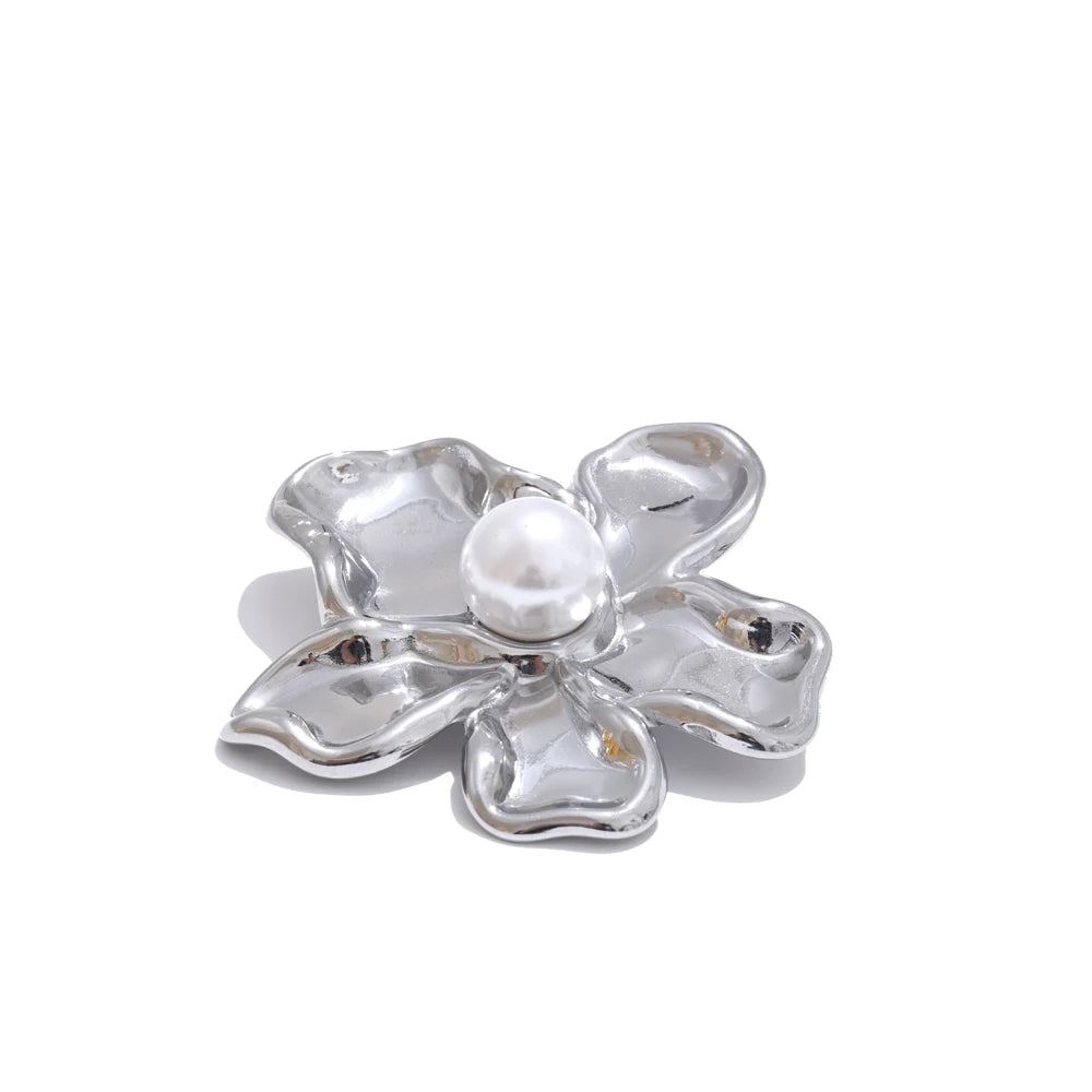 Versatile Pearl Flower Statement Brooch - Ecru