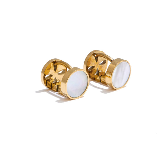 Versatile Shell Modern Stud Earrings - Ecru