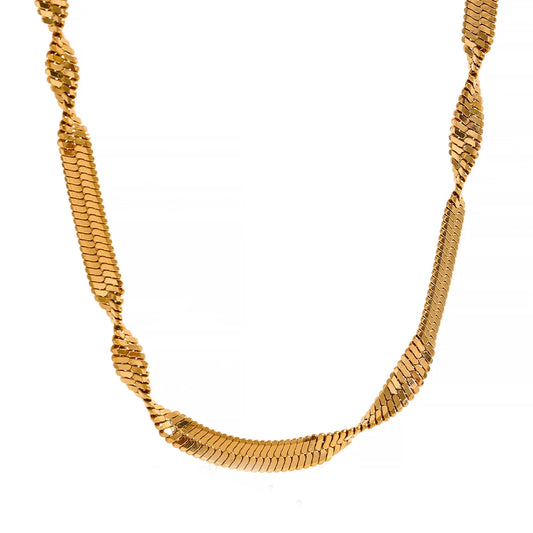 Versatile Shiny Snake Chain Set, Necklace - Ecru