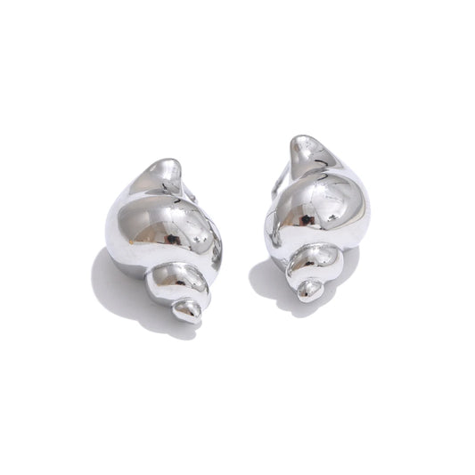 Versatile Textured Conch Stud Earrings - Ecru