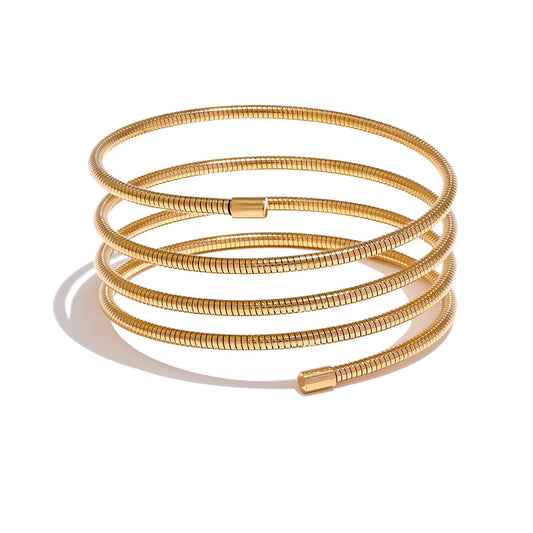 Versatile Textured Layered Bangle Bracelet - Ecru