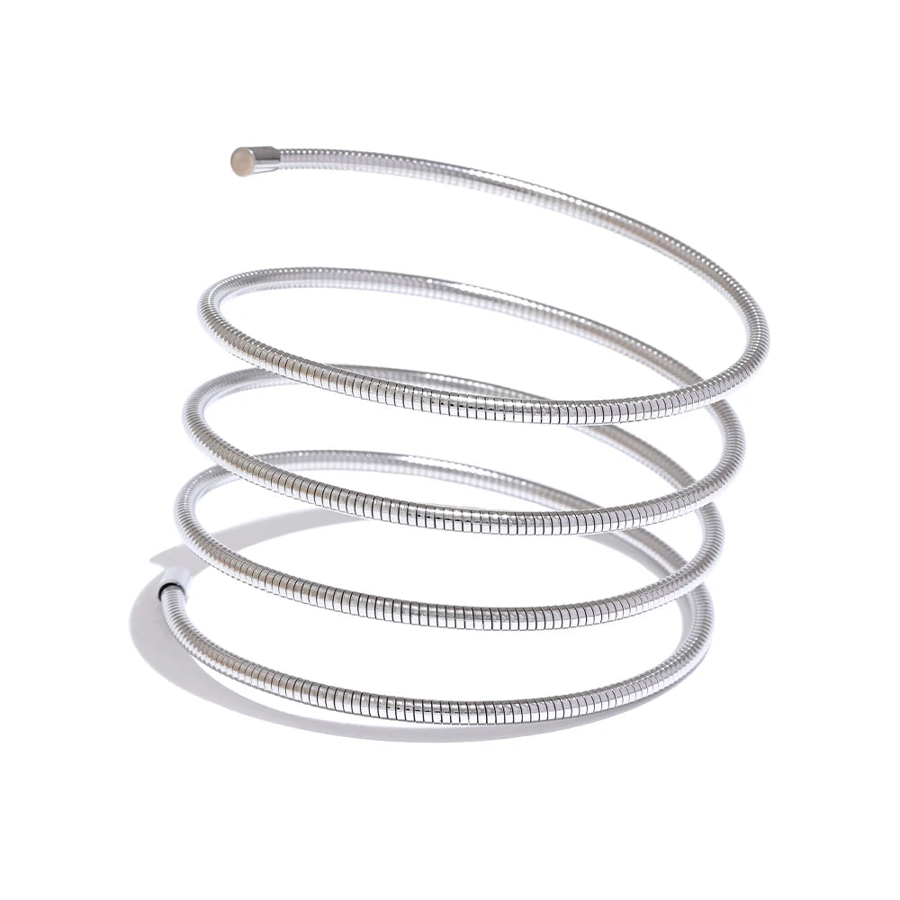 Versatile Textured Layered Bangle Bracelet - Ecru