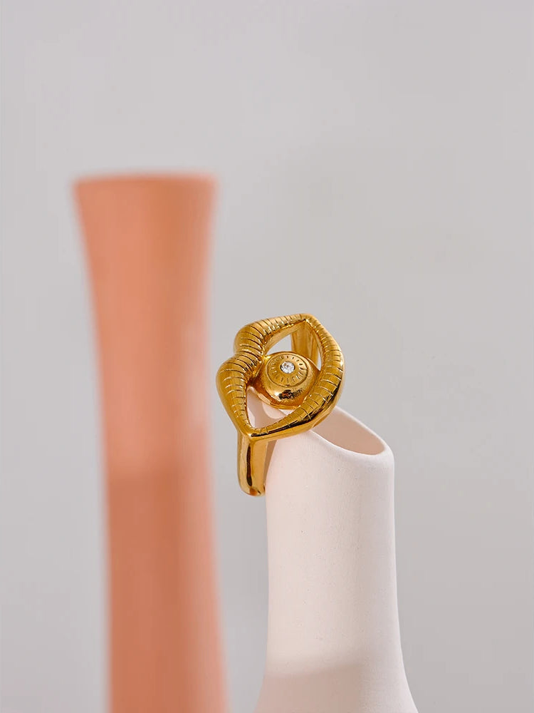 Versatile Zircon Statement Charm Ring - Ecru